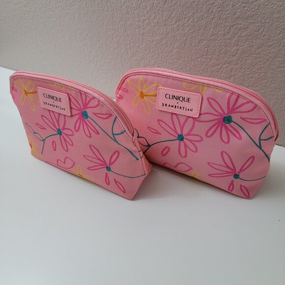 Clinique x Drawbertson Floral Cosmetic Bag Set (2) | Limited Edition - Picture 9 of 9